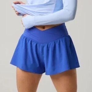 Aerie Blue Real Me Crossover Flowy Shorts Size S